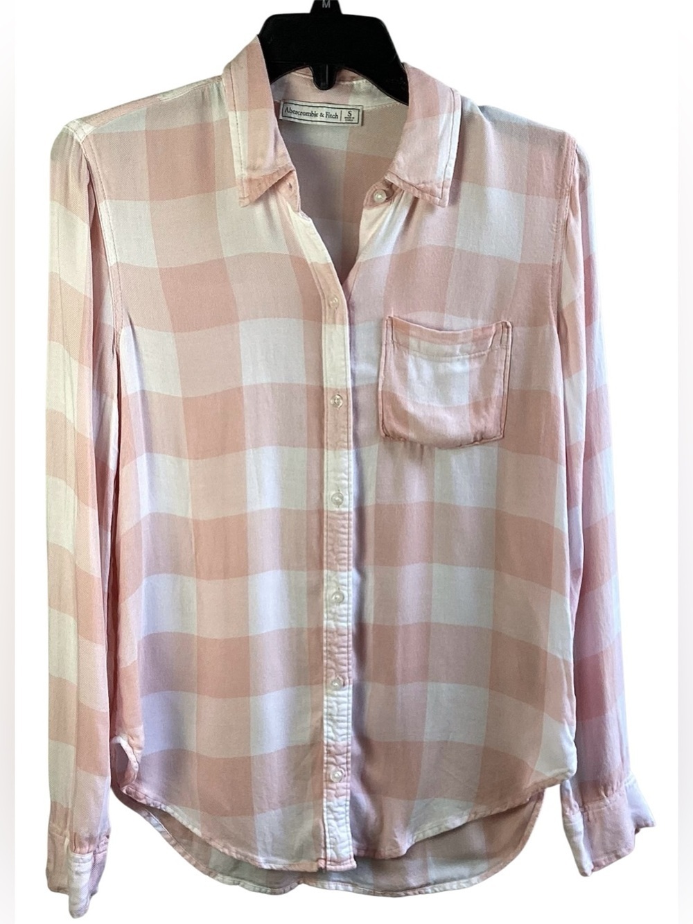 Abercrombie & Fitch Light Pink and White Check Shirt lightweight